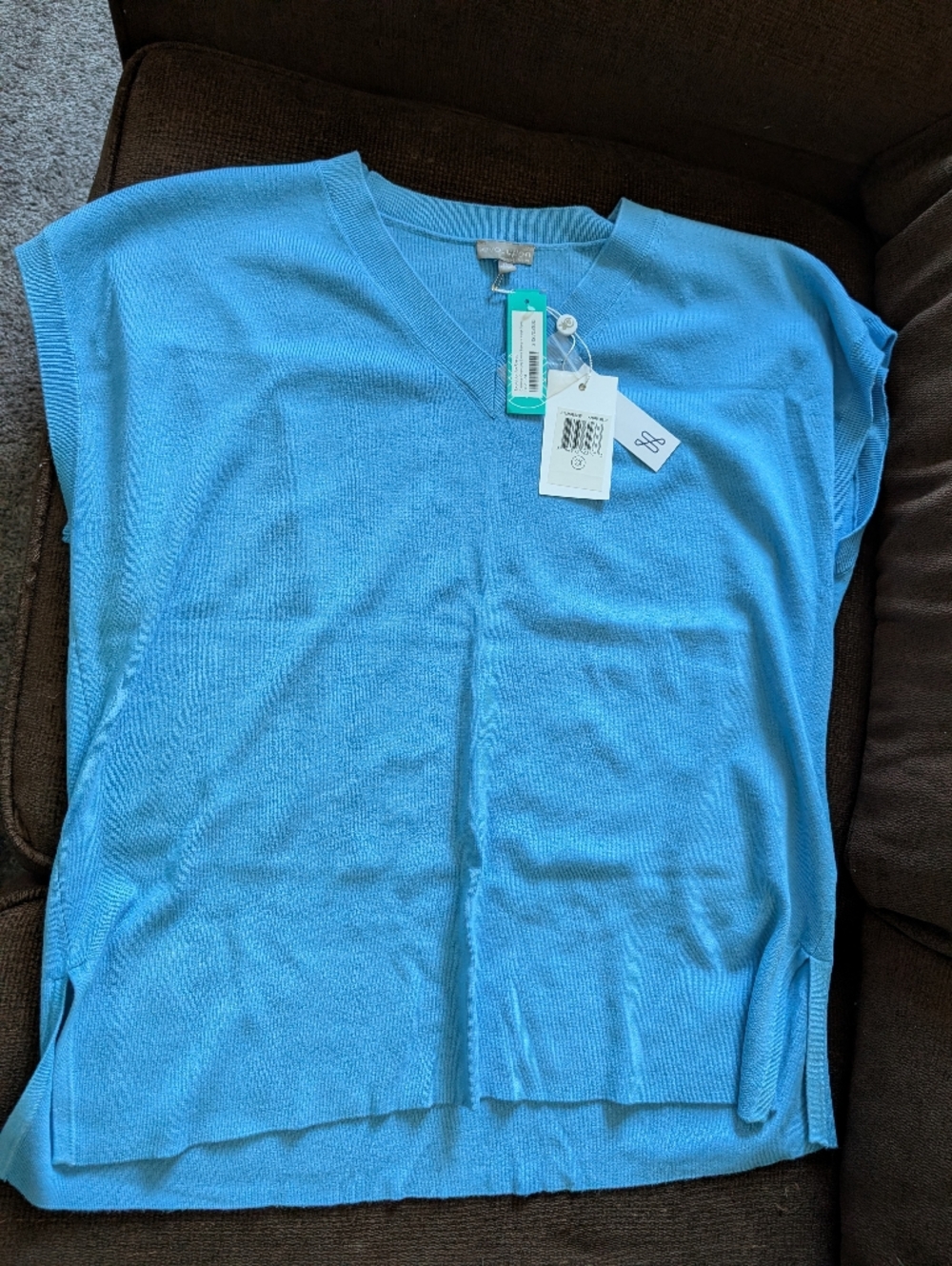 Collection B Sky Blue V-Neck Knit Shell